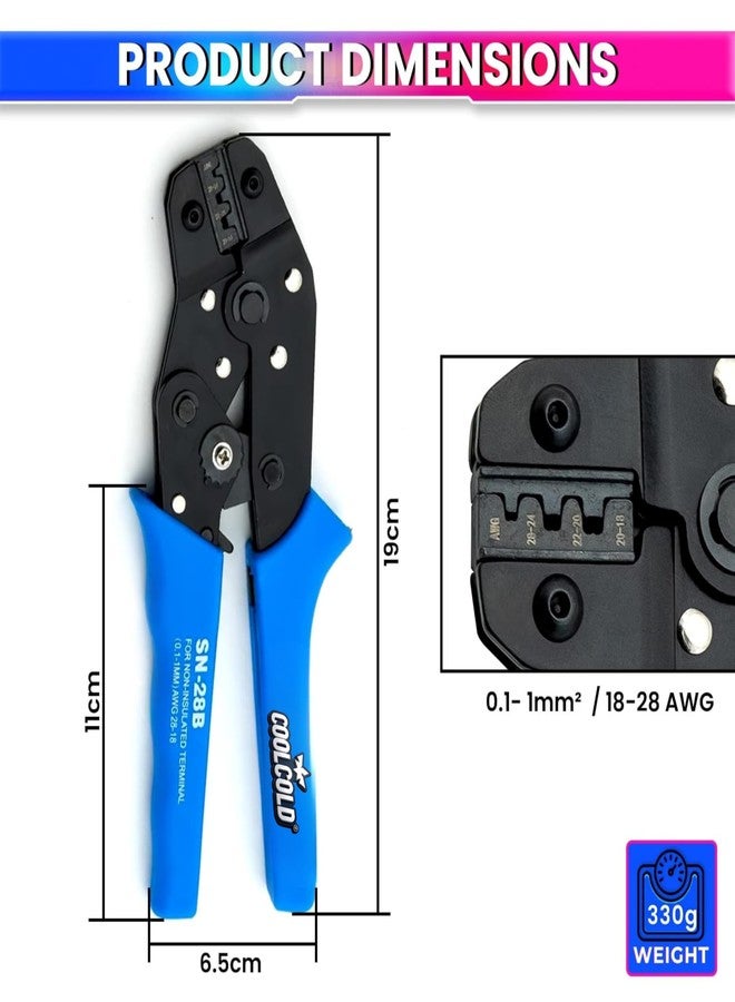 COOLCOLD SN-28B Crimping Tool for Non-Insulated Terminals (AWG 28-18 | 0.1-1mm²) - Heavy Duty Ratchet Crimper with Ergonomic Grip for Electrical & DIY Use - Image 4